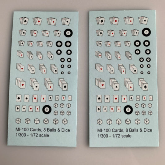 MI-100 Decal Sheet, Misc. Markings, Pool Balls, Dice, Cards, etc