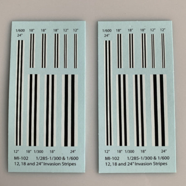 MI-102 Decal Sheet, US & British 'Invasion Stripes' in 3 widths
