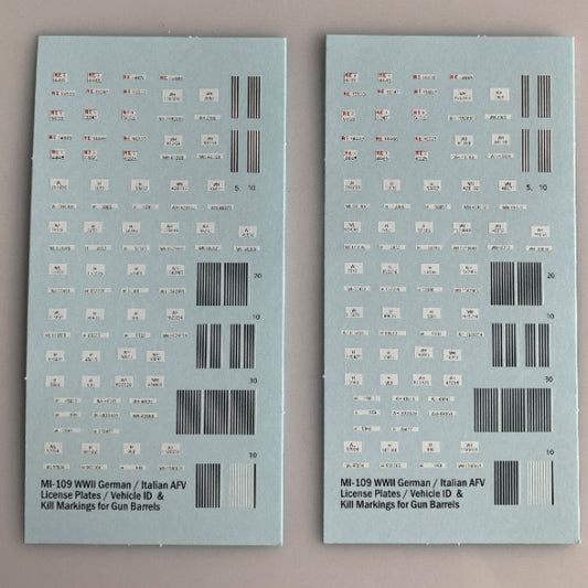 MI-109 Decal Sheet, CMotor transport and AFV license numbers