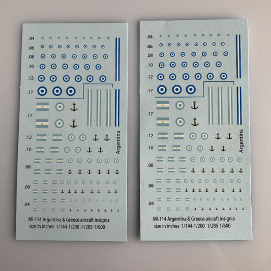 MI-114 Decal Sheets, Greece & Argentina Insignia