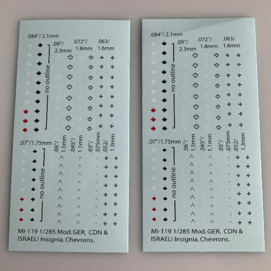Mi-119 Decal Sheets, Canadian, German, Israeli armor Insignia (Chevrons)
