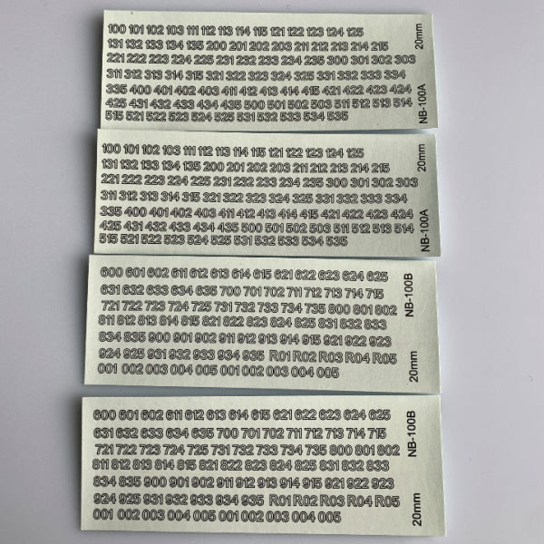 NB-100 Decal Sheets, AFV Numbers. Black outline, clear center