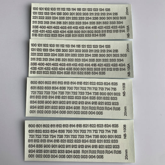 NB-100 Decal Sheets, AFV Numbers. Black outline, clear center