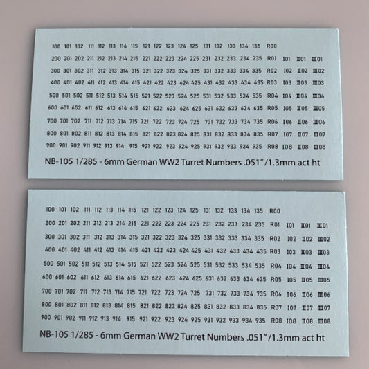 NB-105 Decal Sheets, Black Lettering
