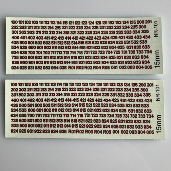 NR-101 AFV Numbers. Black outline, red center