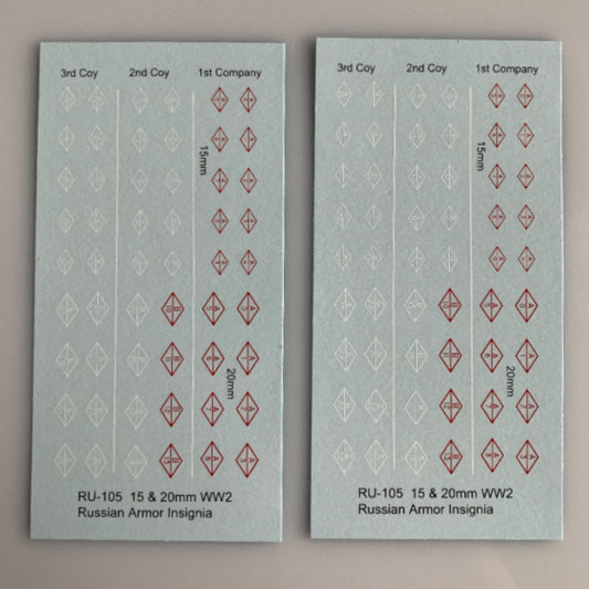 RU-105 Decal Sheets, Russian WWII - company markings