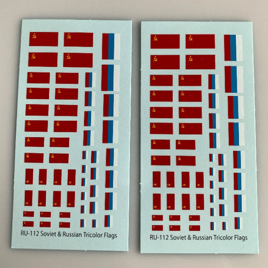 RU-112 Decal Sheet, Soviet and Russian tricolor flags