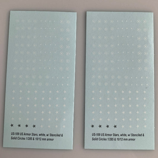 US-109 Decal Sheets, Stars in white for Armor
