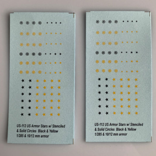 US-112 Decal Sheets, U.S. Stars in black & Yellow