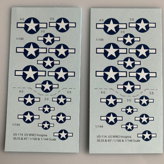US-114 Decal Sheets, 1/100, 1/144, Aircraft markings