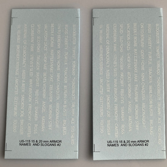 US-115 Decal Sheets, Armor names & Slogans
