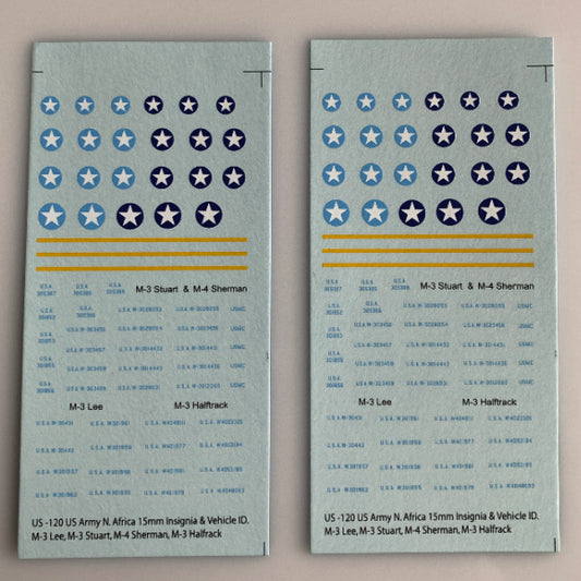 US-120 Decal Sheets, WW2 AFV Markings, North Africa