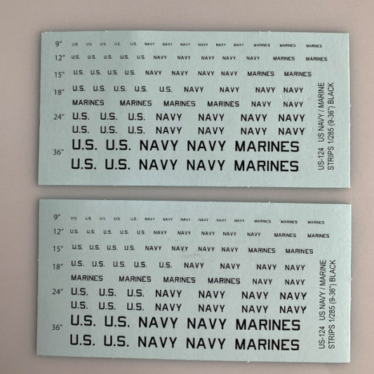 US-124 Decal Sheet, U.S. Black U.S. Navy & Marines Aircraft