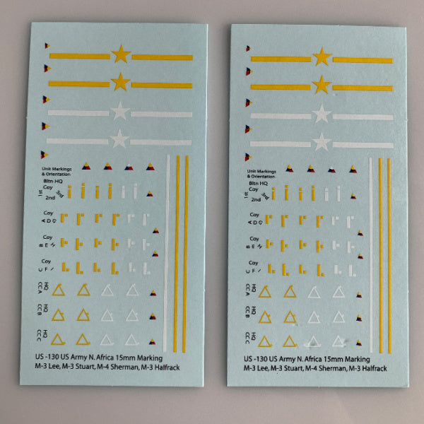 US-130 Decal Sheet, WW2 North Africa Battalion/Company markings