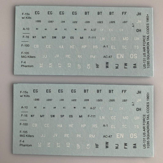 US-131 Decal Sheet, USAF Squadron Tail Codes