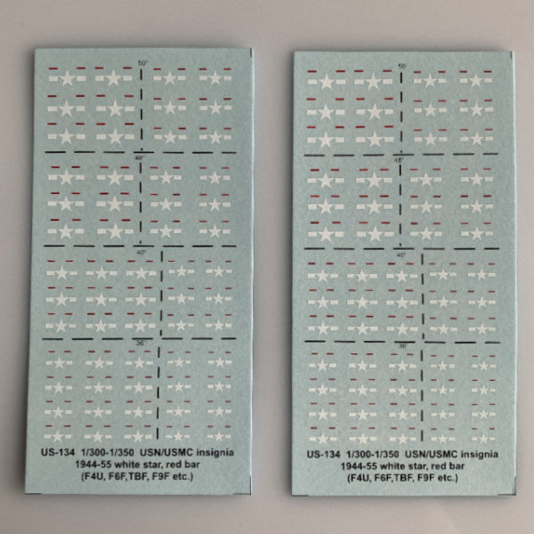 US-134 Decal Sheet, Late WWII - mid 50's US Navy white star with red bar insignia