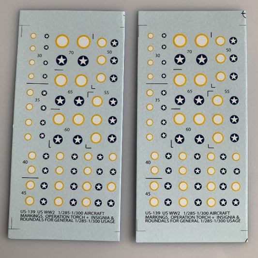 US-139 Decal Sheets, Aircraft markings