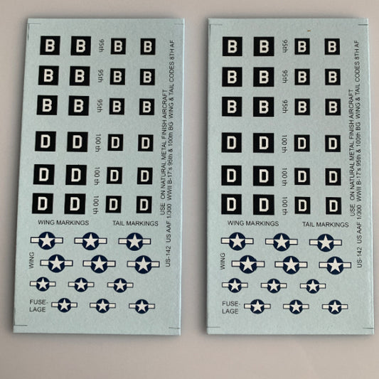 US-142 Decal Sheet, B-17 Tail Codes