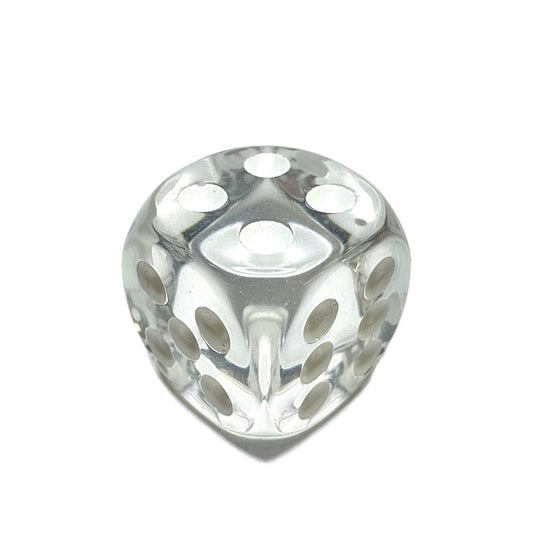 Clear 16mm D6 Die with White Numbers - Translucent (x5)