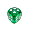 Green 16mm D6 Die with White Numbers - Translucent (x5)