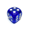 Blue 16mm D6 Die with White Numbers - Translucent (x5)