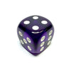 Purple 16mm D6 Die with White Numbers - Translucent (x5)