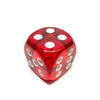 Red 16mm D6 Die with White Numbers - Translucent (x5)