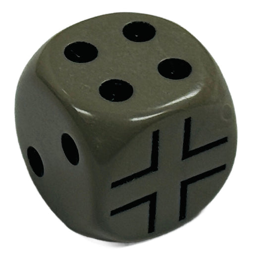 D6 Opaque 16mm Balken Cross Grey Die w/ Rounded Corners Germany (x5)
