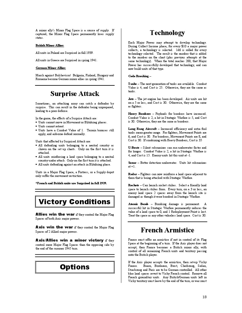 WWII in Europe Vinyl map & Electronic Rules