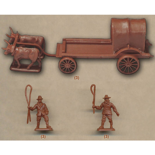 1/72 Colonial Ox Wagon (3 Sets: Wagon, 2 Oxen & 2 Figs) (Hat)