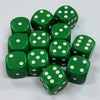 Opaque 16mm Dice w/ Rounded Corners Green w/ White Pips (12 Pk)