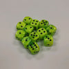 Opaque 16mm Dice w/ Rounded Corners Green w/Black Pips (Vortex) (12 Pk)