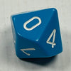 16 mm10 Sided Die Lt Blue w/White Numbers Opaque (x 5)