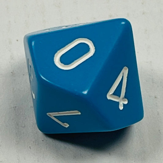 16 mm10 Sided Die Lt Blue w/White Numbers Opaque (x 5)