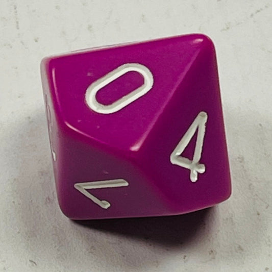 16 mm10 Sided Die Lt Purple w/White Numbers Opaque (x 5)