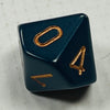 16 mm10 Sided Die Dk Blue w/Gold Numbers Opaque (x 5)