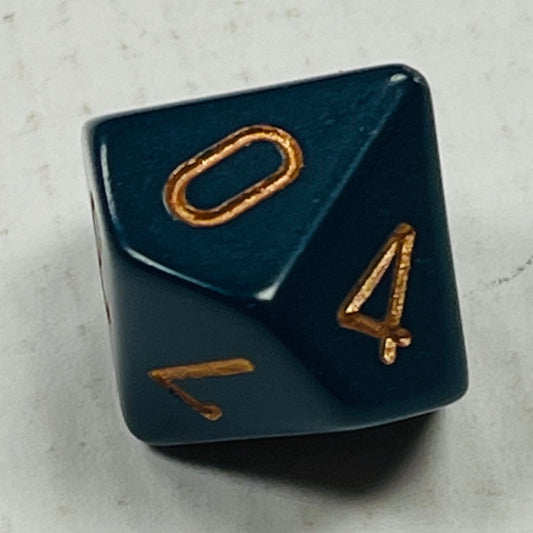 16 mm10 Sided Die Dk Blue w/Gold Numbers Opaque (x 5)