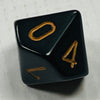 16 mm10 Sided Die Black w/Gold Numbers Opaque (x5)