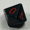 16 mm10 Sided Die Black w/Red Numbers Opaque (x 5)