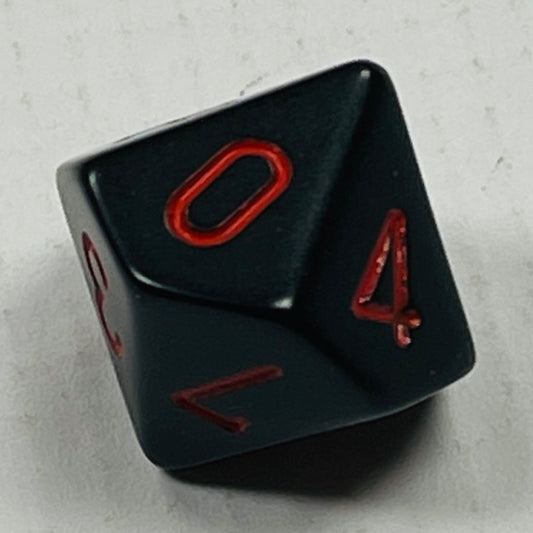 16 mm10 Sided Die Black w/Red Numbers Opaque (x 5)