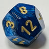 D12 (16mm)Blue/Gold Die-Marble (x 5)