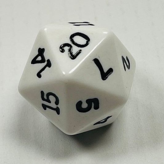 D20 Opaque Dice White w/Black #s (x 5)