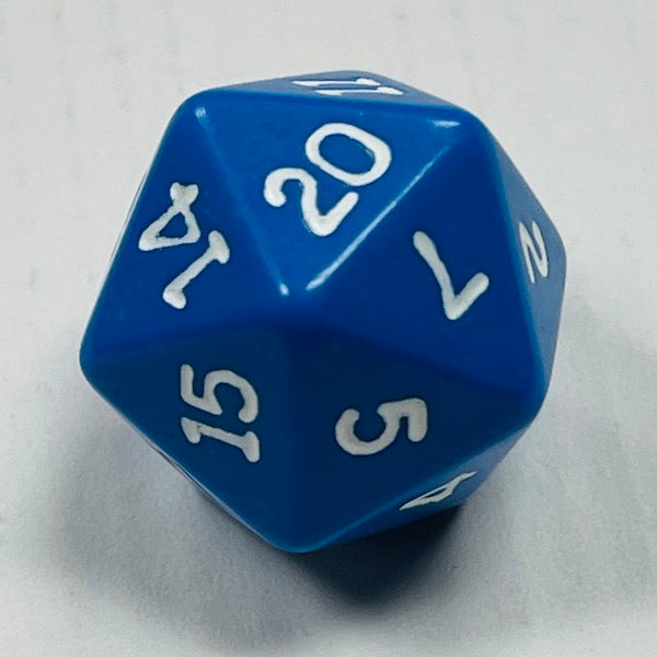 D20 Opaque Dice Blue w/White #s (x 5)