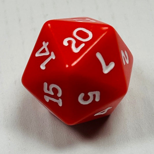 D20 Opaque Dice Red w/White #s (x 5)
