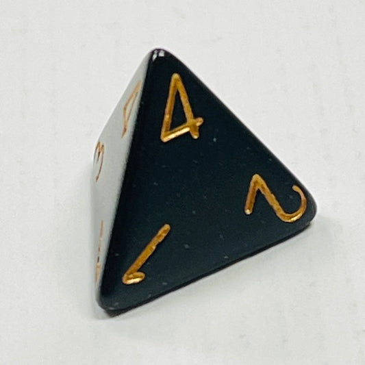 D4 Opaque Dice Black w/Gold #s (x 5)