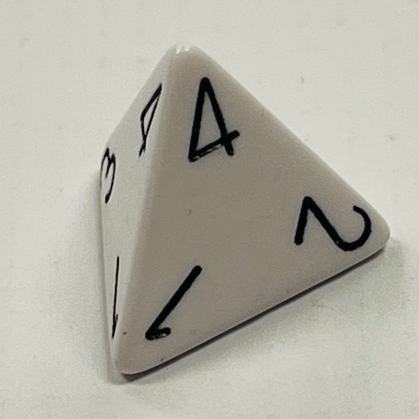 D4 Opaque Dice White w/Black #s (x 5)