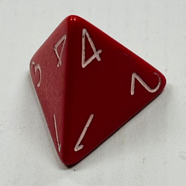 D4 Opaque Dice Red w/White #s (x 5)