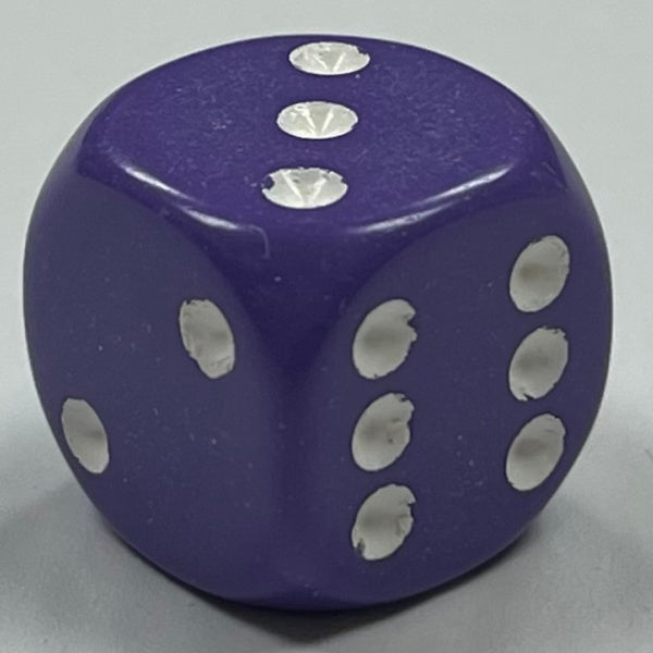 D6 (16mm) Die-Opaque Purple w/ White Pips (x5)