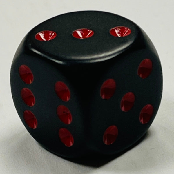 D6 (16mm) Die-Opaque Black w/ Red Pips (x5)