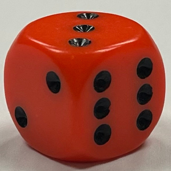 D6 (16mm) Die-Opaque Orange w/ Black Pips (x5)